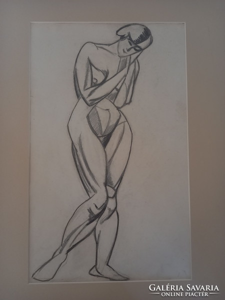 Perlrott csaba vilmos: female nude, 1910s, pencil, unique drawing