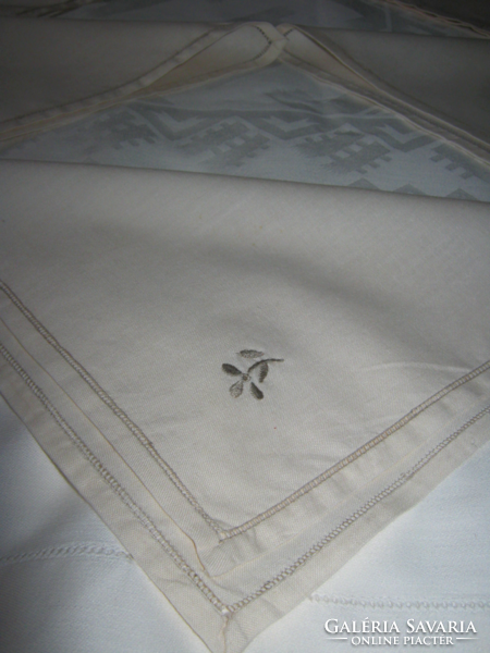 5 old azure blue textile napkins