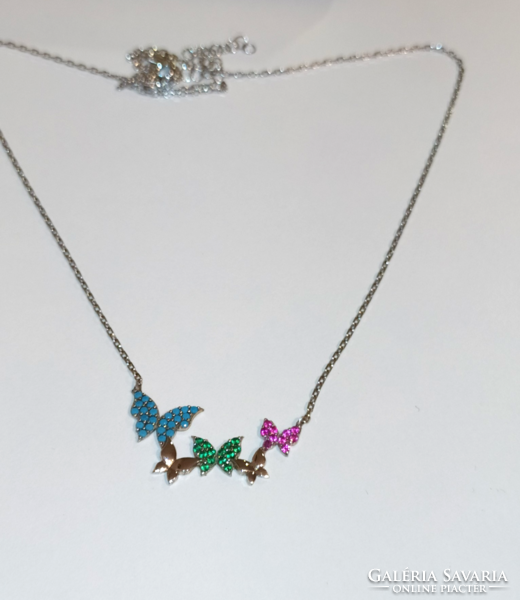 S925 silver necklace with 5 butterfly pendants