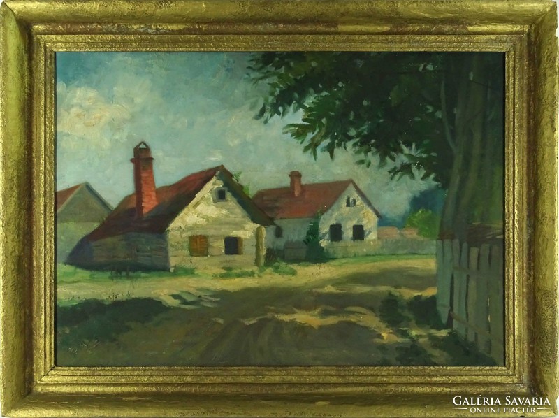 1H385 xx. Century Hungarian painter: houses on the outskirts of the village