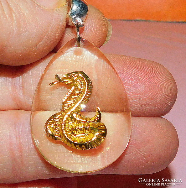 Rolling snake-cobra glass drops large pendant