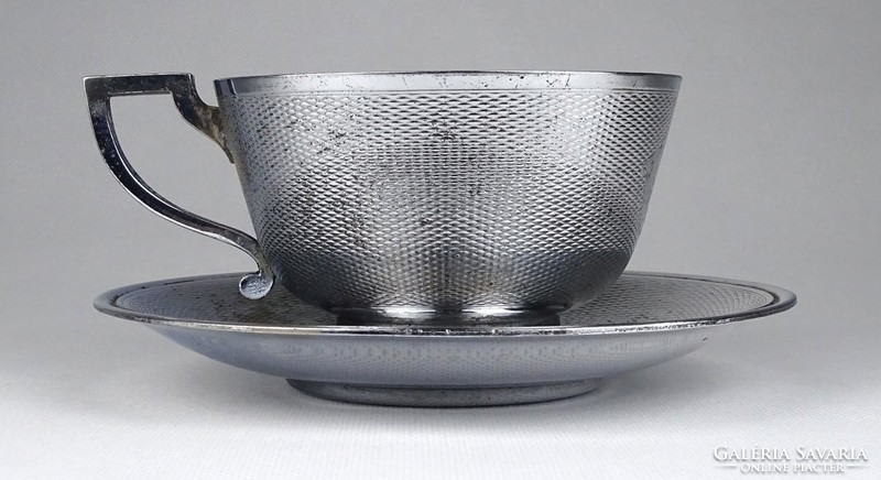 1H382 Régi jelzett nikkelezett Berndorf alpakka csésze tányérral