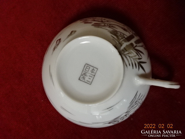 Japán porcelán teáscsésze, ezüst mintával, átlátszó. Vanneki! Jókai.