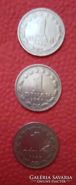 3 db 1 dinár 1965-ből