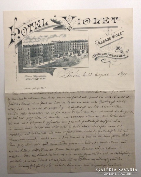 Letter from Gusztáv Rados from Zurich in 1897