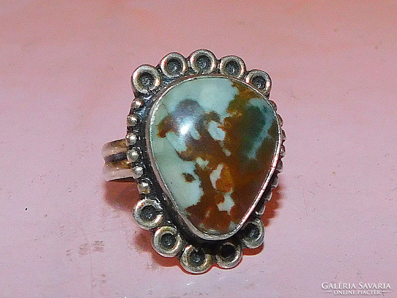 Capuccino jasper mineral stone drop ring 6