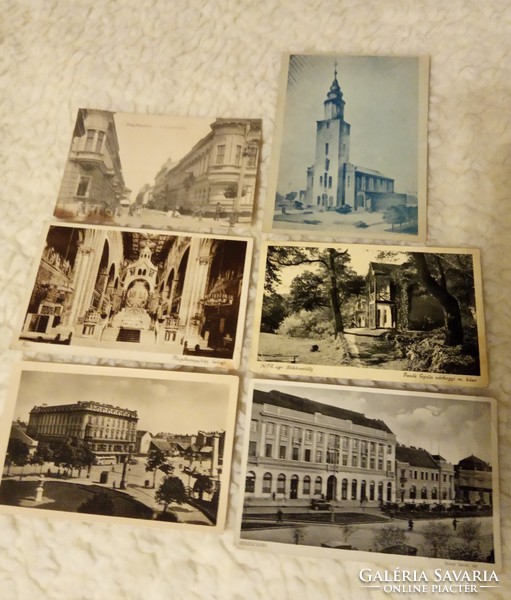 Pre-1945 photo + lithograph postcard about Hungarian cities