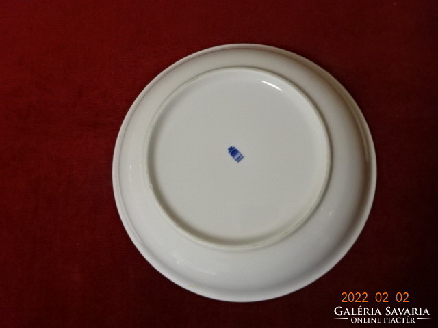 Zsolnay porcelán kék csíkos lapostányér, átmérője 20,5 cm. Vanneki! Jókai.