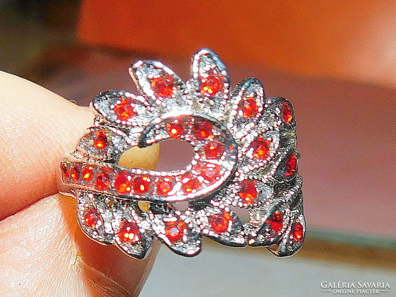 Rubin Piros köves Páva mint.Tibeti Ezüst Gyűrű 6.5-es