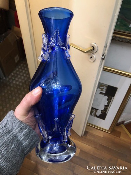 ​Cseh régi üveg váza, hibátlan alkotás, 30 cm-es magasságú.​