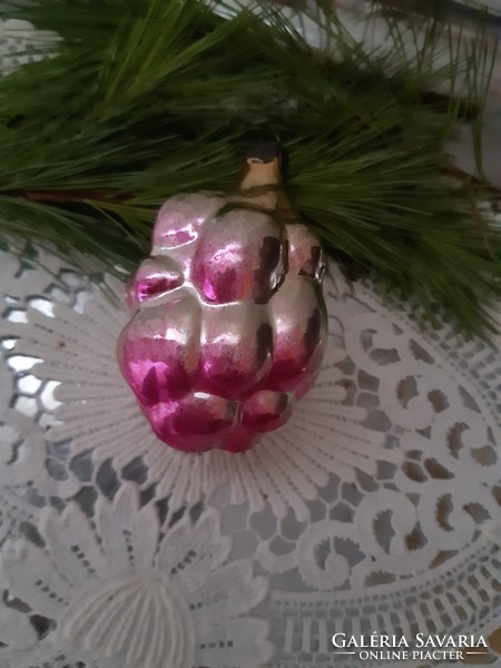 Old glass Christmas tree decoration, raspberry