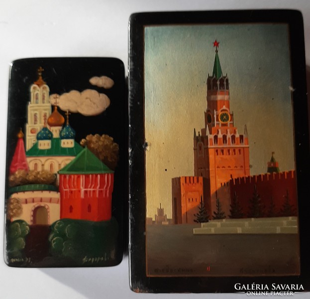 2 pcs hand-painted Russian, lacquered boxes