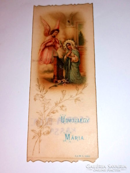 Antik, Szűz Mária szentkép, imalap, imakönyvbe, különleges pergamen szerű pappíron  1908.   78.