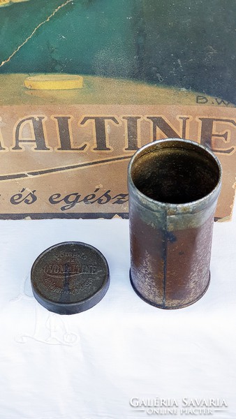 Antique 11.5 cm. Ovomaltine metal box (jar).