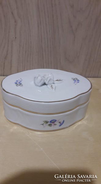 Hollóházi hajnalka mintás, porcelán bonbonier, ékszertartó, doboz