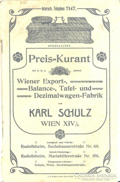 Mérleg ,Karl  Schulz  bécsi mérleggyárából, 1900.