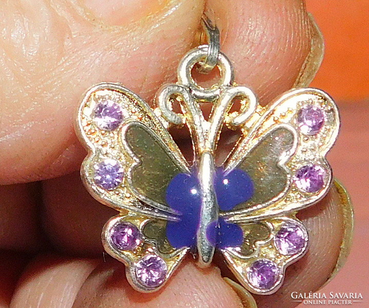 Wonderful enamel amethyst purple luster crystal butterfly pendant
