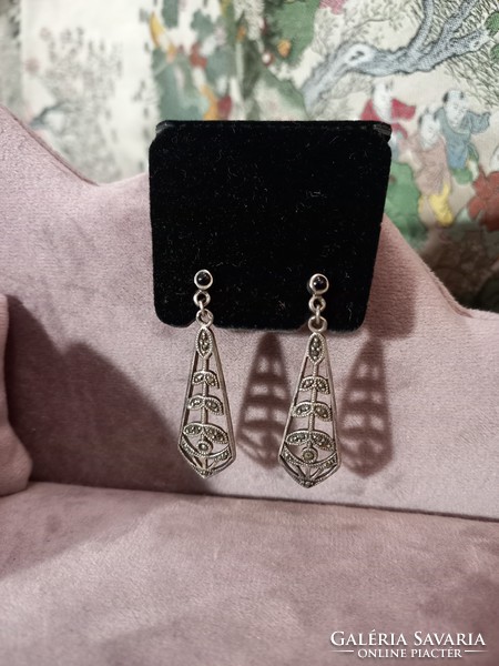 Silver earrings with marcasite stones
