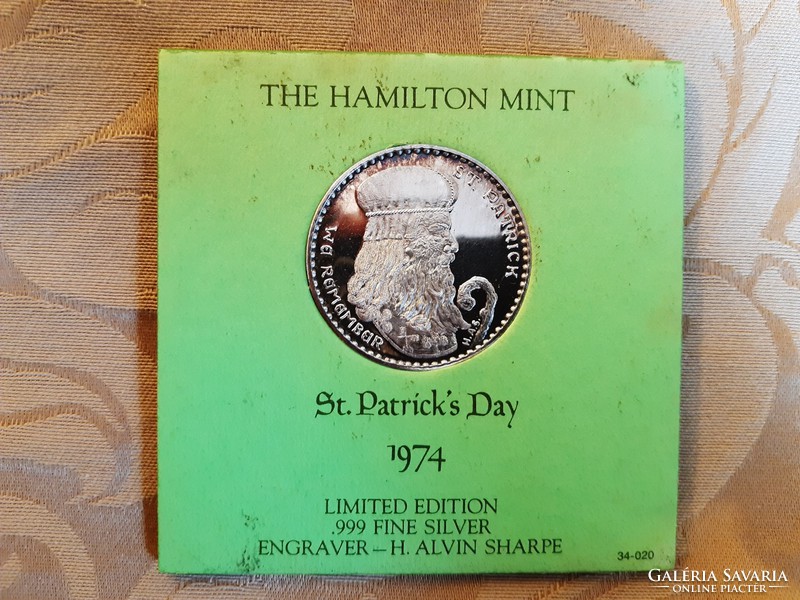 Silver coin 1974 st. Patricks day 1 oz silver medal the hamilton mint