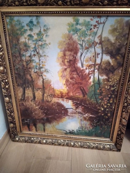 Beautiful landscape oil painting painted on canvas, signed