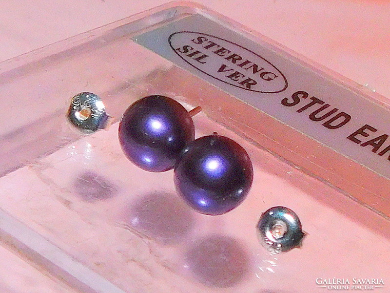 Velvet purple shell pearl pearl earrings