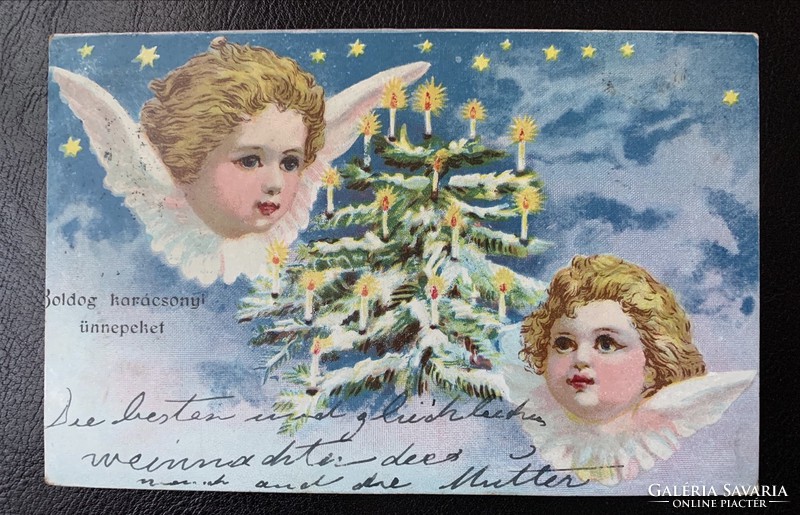 Christmas postcard 1904. Long addressing… angel