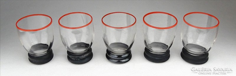 1H747 old stamped glass cup set of 5 pieces