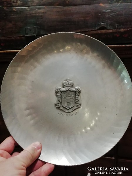 Marked aluminum decorative plate, heraldic plate, Liechtenstein