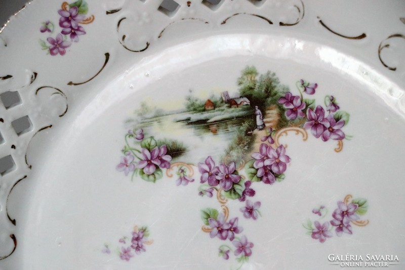 Antique porcelain violet bowl, serving