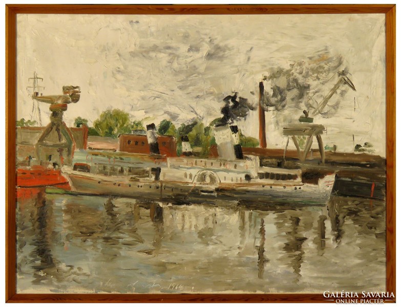 Hungarian painter: Újpest shipyard 1964