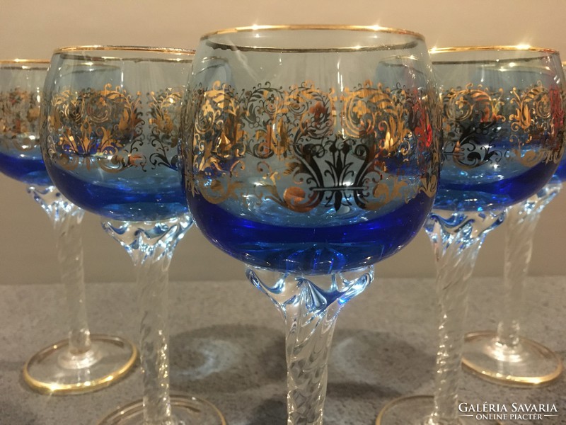 Antique Murano, richly gilded wine glasses!