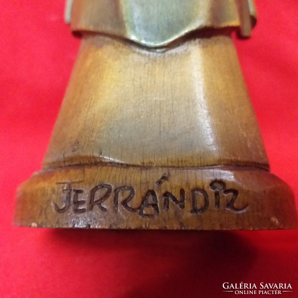 Régi Fa Kislány Nyuszikkal,Kézi Fafaragású Bájos Figura.Jelzett.