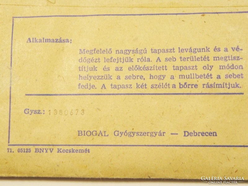 Retro Chinoplast gyorskötés papír tasak zacskó - Biogal Gyógyszergyár Debrecen - 1970-es évekből