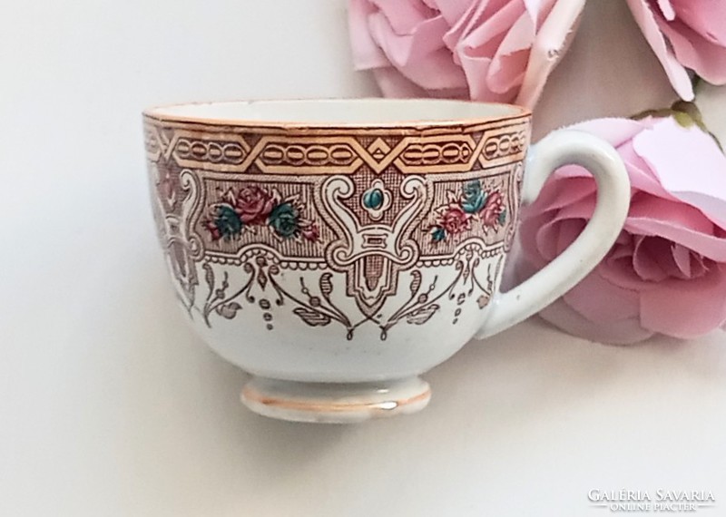 Antique faience mocha cup with sarreguemines