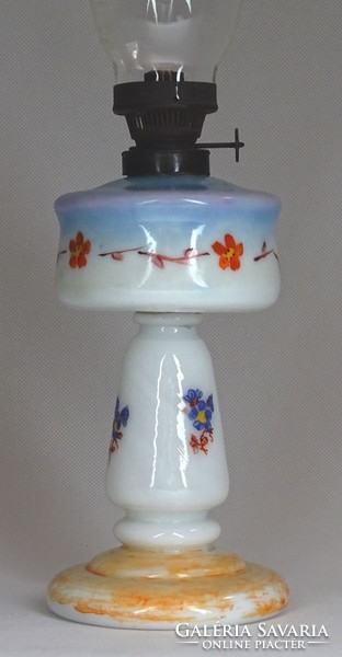 1F580 antique tinted hand painted glass kerosene lamp with cylinder