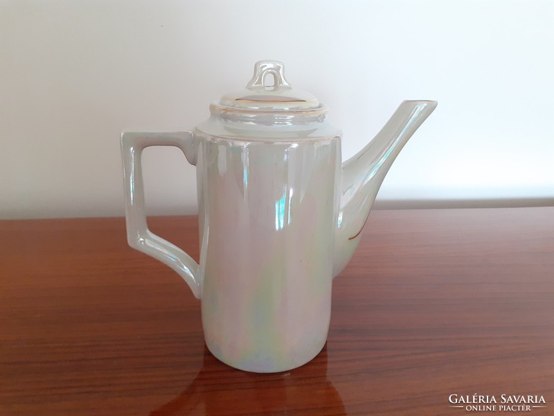 Old zsolnay coffee pot with art deco scene porcelain spout