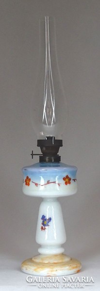 1F580 antique tinted hand painted glass kerosene lamp with cylinder
