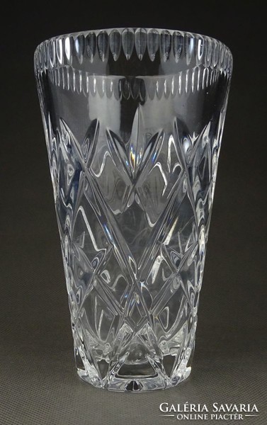 1H763 Vastagfalú gyönyörű csiszolt üveg váza 15.5 cm
