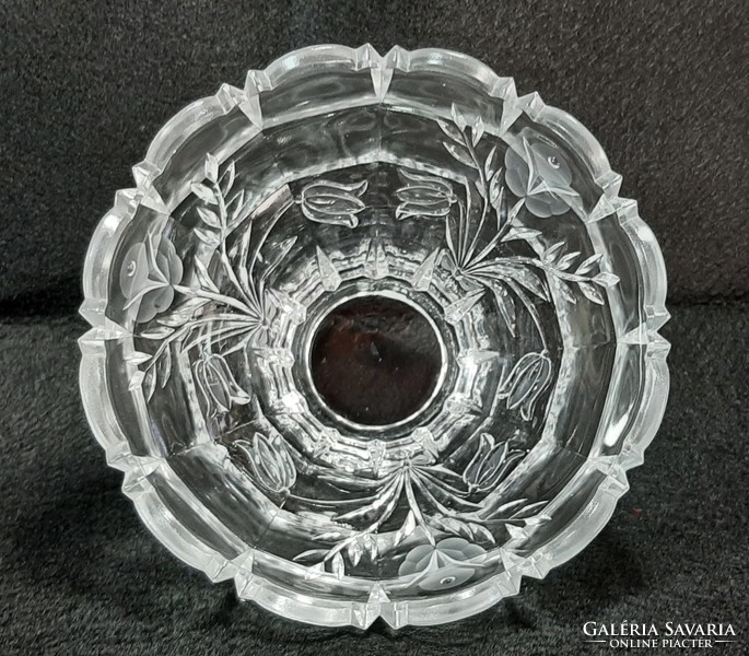 Tulipán mintás csiszolt üveg asztalközép , kínáló