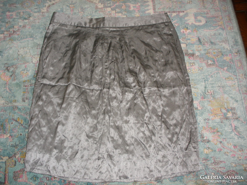 Silver gray silk-cotton skirt
