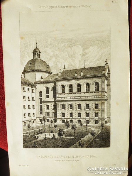 6 darab XIX. századi nagymèretű osztrák èpítészeti rézkarcok