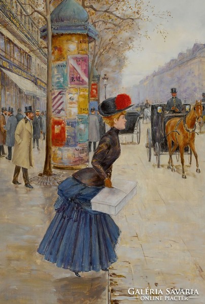 Jean Béraud - the queen crosses the boulevard - reprint
