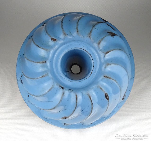 1H611 Régi kék zománcozott cukrászati eszköz kuglófsütő forma