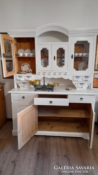 Large antique sideboard painted white with original granite drawers