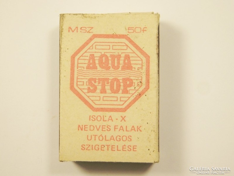 Retro reklám gyufa gyufásdoboz - Aqua Stop nedves falak utólagos szigetelése - 1980-as évekből