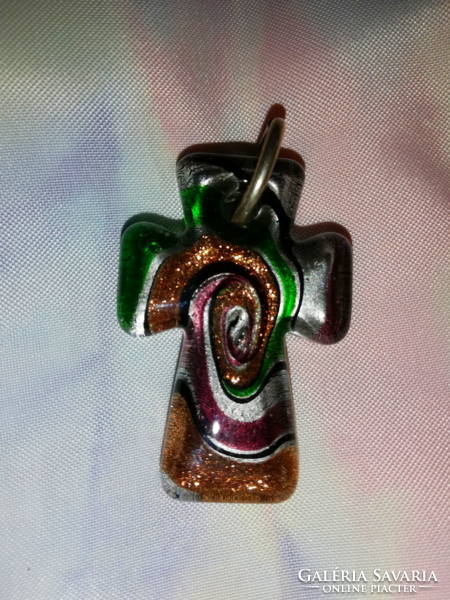Cross shaped Murano glass pendant 48.