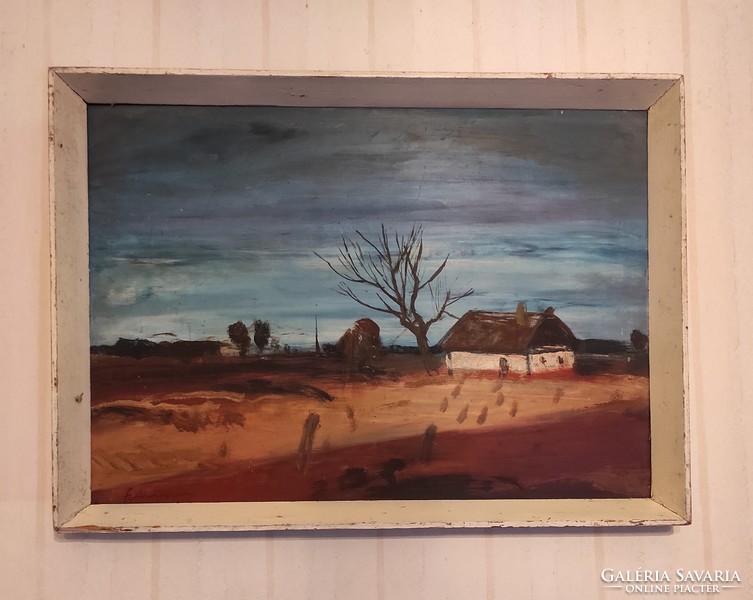 Farm world, landscape painting, Kecskemét, Great Plain