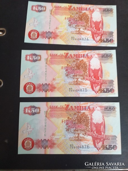 2009 50kwacha zambia unc 3d serial number pair
