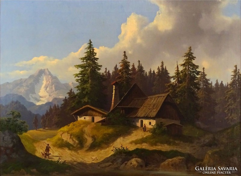 1E638 Austrian painter xix. Mid-century: shelter in the Alps