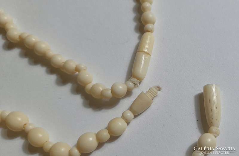 Carved bone necklace and bracelet, jewelry set